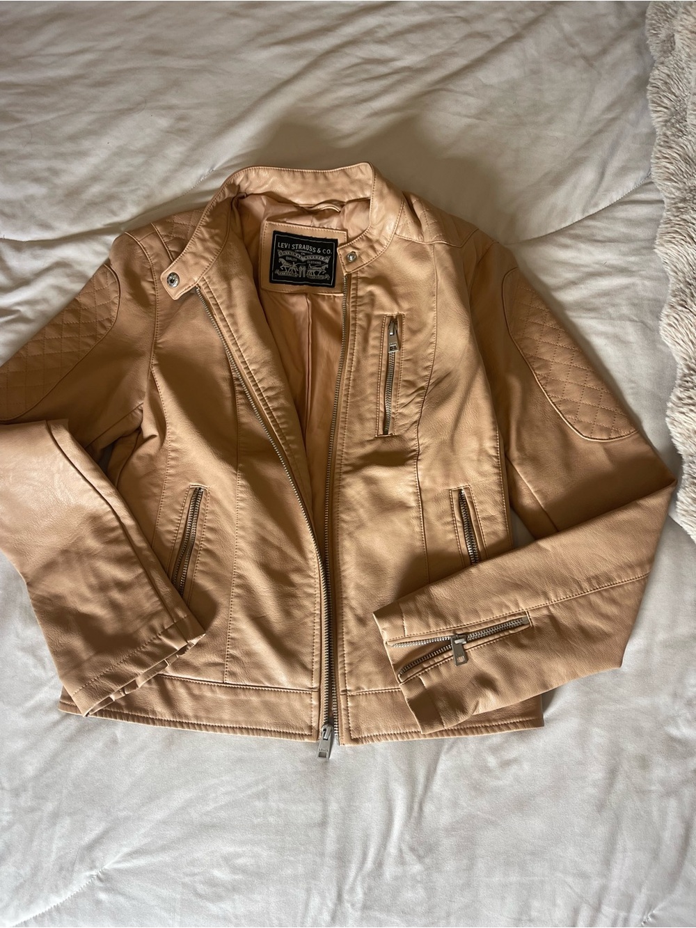 Levi's Women's Beige Faux Leather Moto Jacket